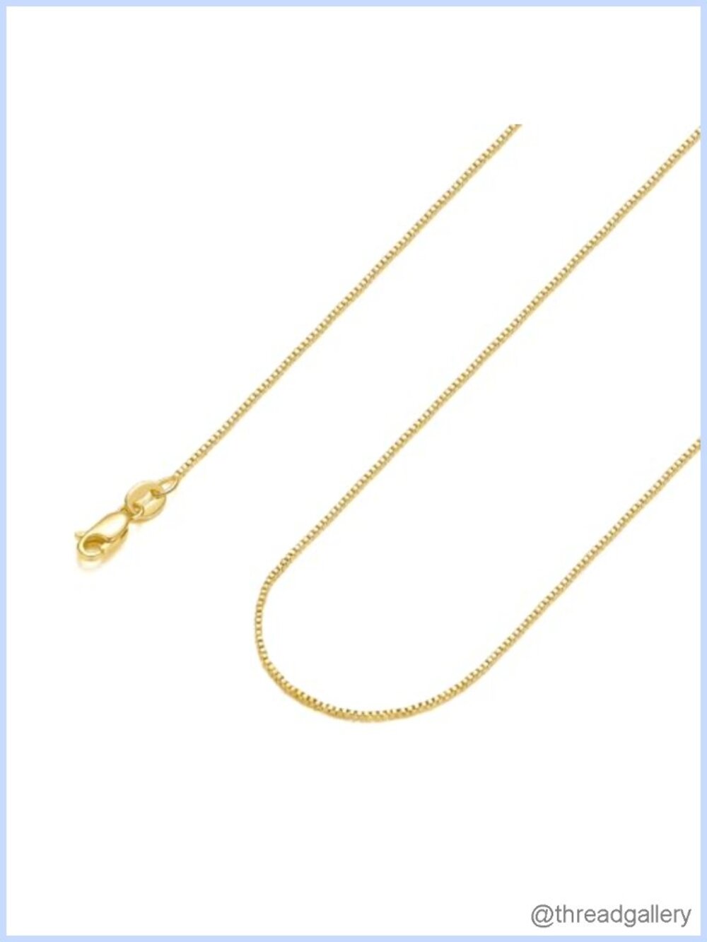 14K Gold Plated Box Chain Necklace Women Slim Lightweight